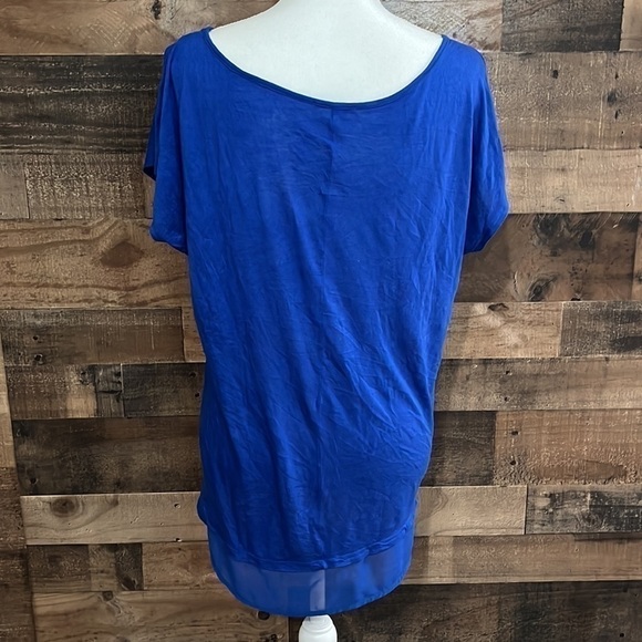 Halogen Mesh Hi Low Blue T Shirt Medium - Picture 7 of 7
